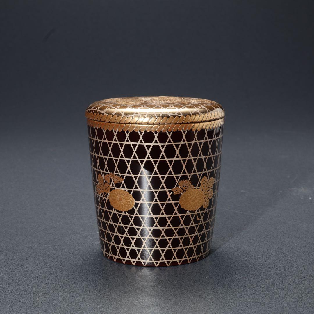 末広茶器　棗　菊籠　一斎　共箱　R1686