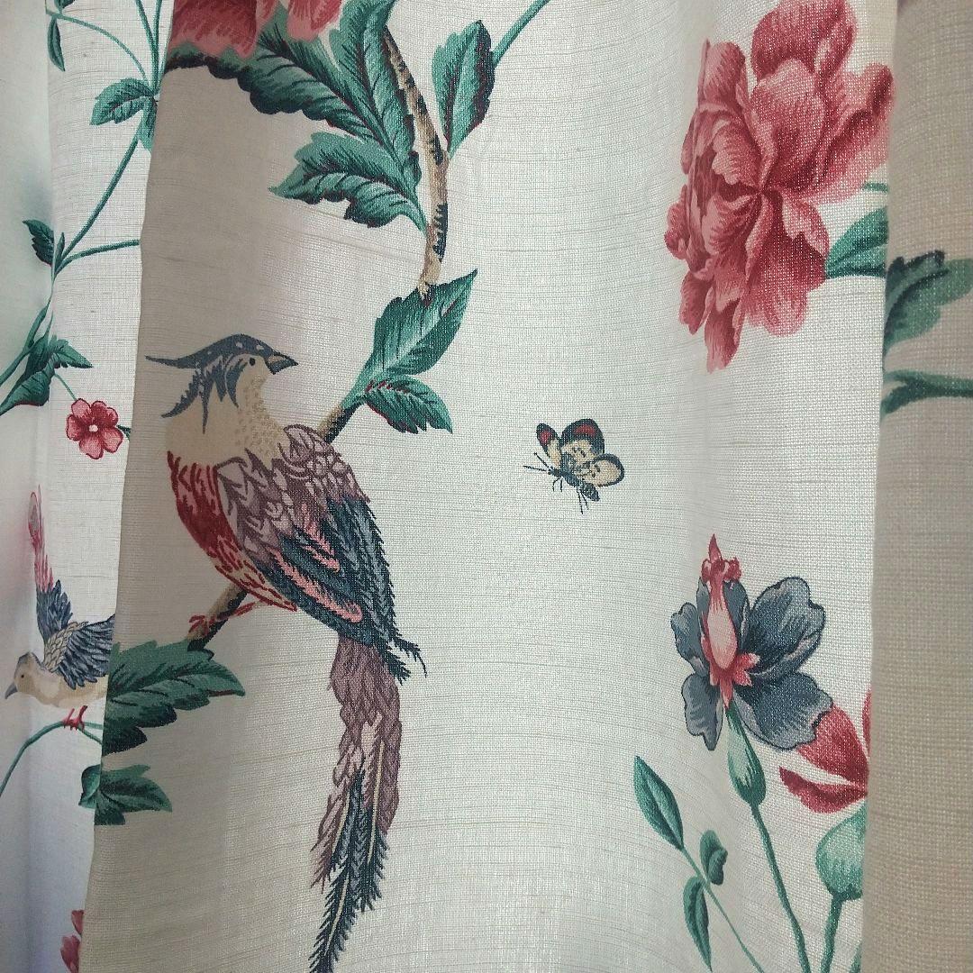 ローラアシュレイ エルベデンクリムゾン ハンドメイドカーテン ペンシルプリーツ