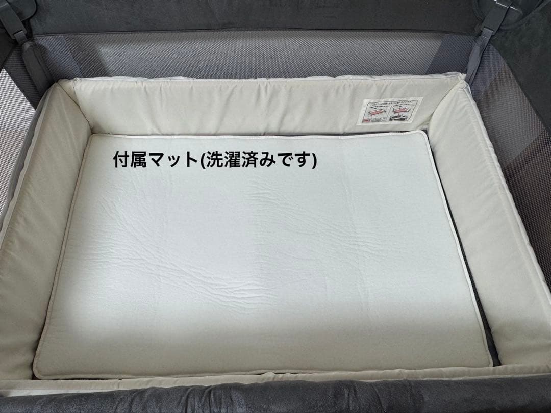 美品 ベビーベッド Aprica ココネルエアープラスAB グレー