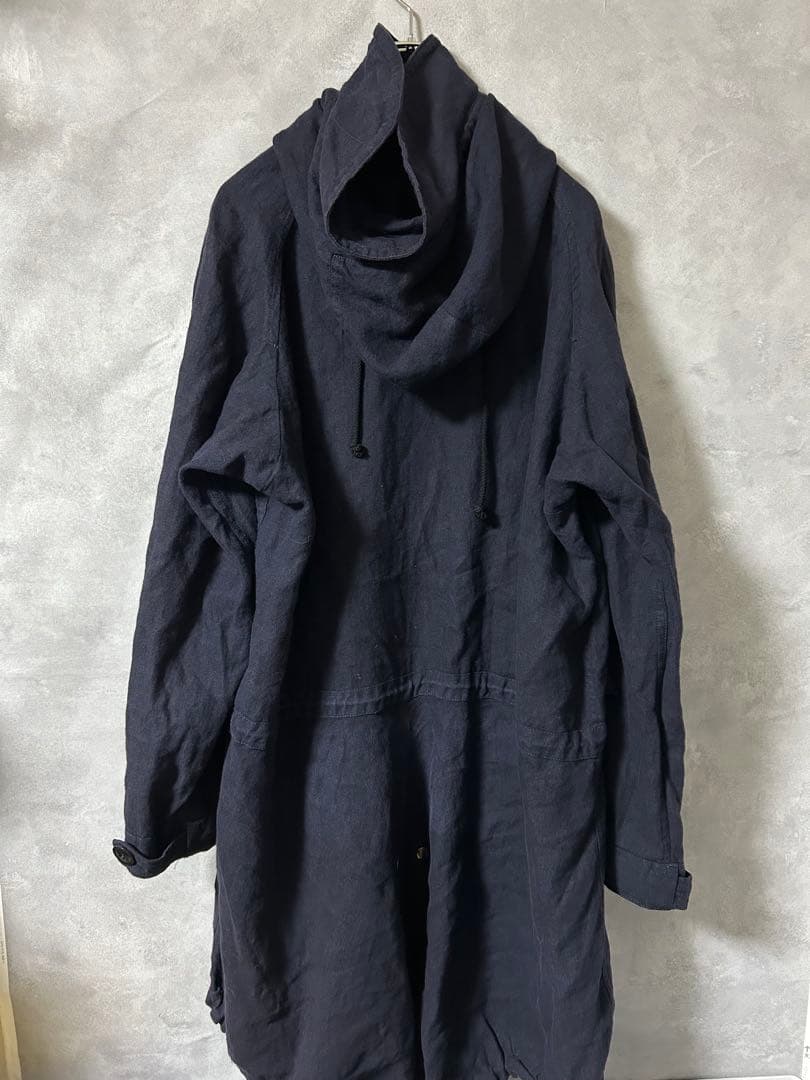 Y's ワイヤーカラー リネンジップアップ ミリタリーモッズコート