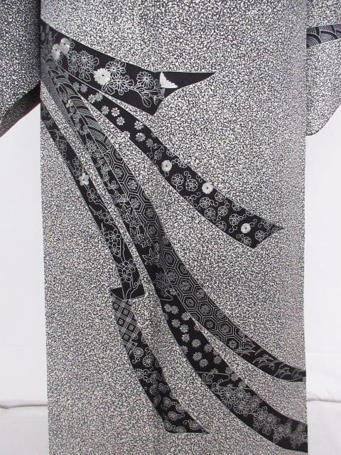 着用少ない！たたき染め＊金彩＊刺繡＊白＆黒＊作家物＊訪問着＊１６１ｃｍ＊裄６５