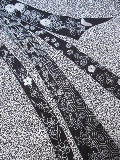 着用少ない！たたき染め＊金彩＊刺繡＊白＆黒＊作家物＊訪問着＊１６１ｃｍ＊裄６５