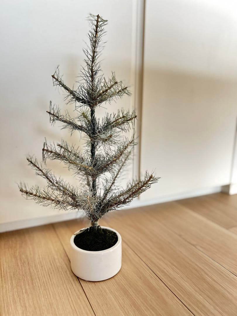 crate&barrel ライトも付きます　シルバー クリスマスツリー