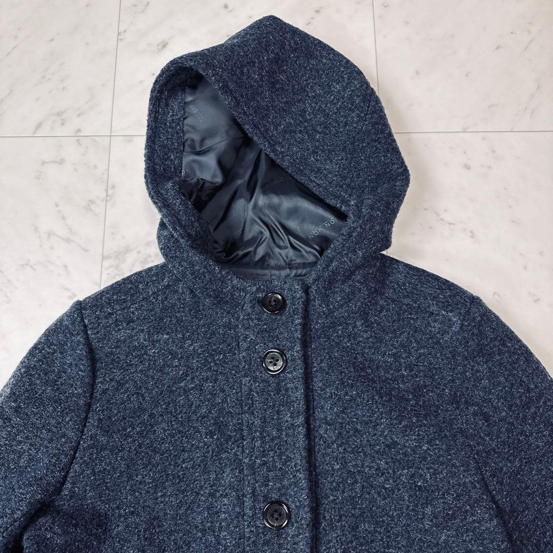 美品 ノンノ NONNO パパス フーデッドコート ネイビー フリーサイズ