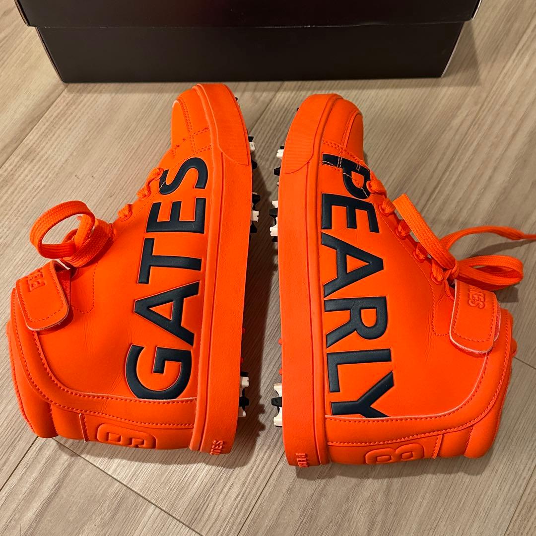 【超美品】パーリーゲイツ ゴルフシューズ ハイカット オレンジ 22.5cm