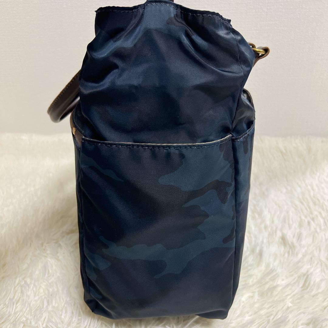 Folna 藤巻百貨店限定 2way 迷彩 ナイロン ブリーフバッグ ネイビー
