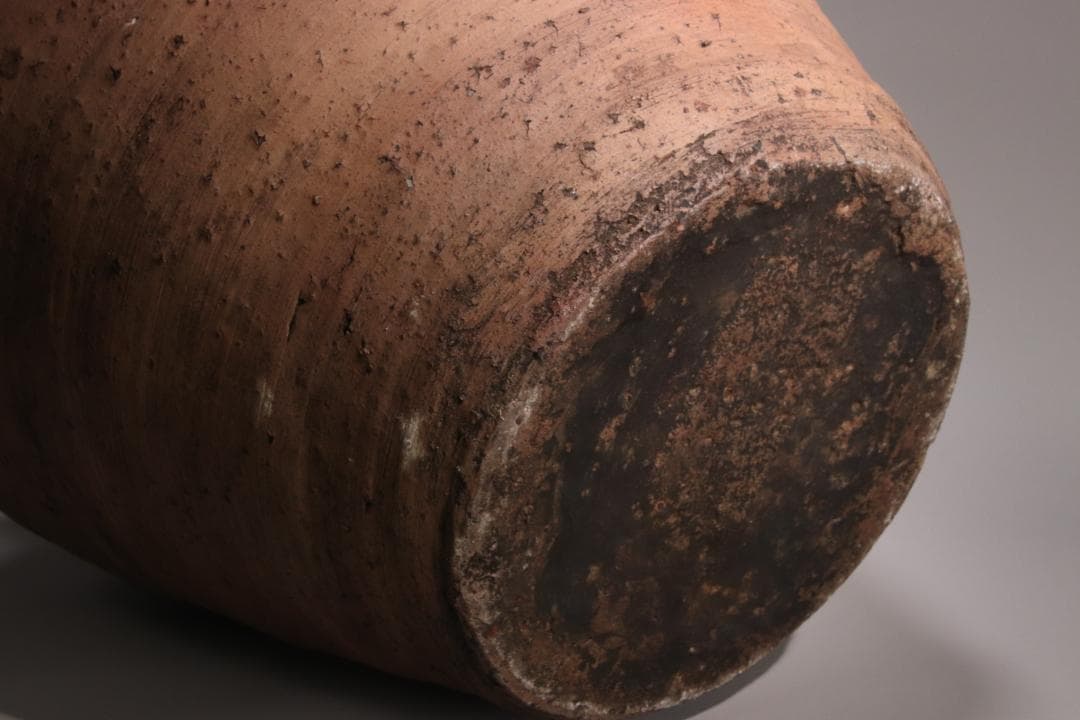 BE793 桃山期~江戸期　古信楽　四耳壷　四耳子　窯印　窯傷　壺　高37.5㎝