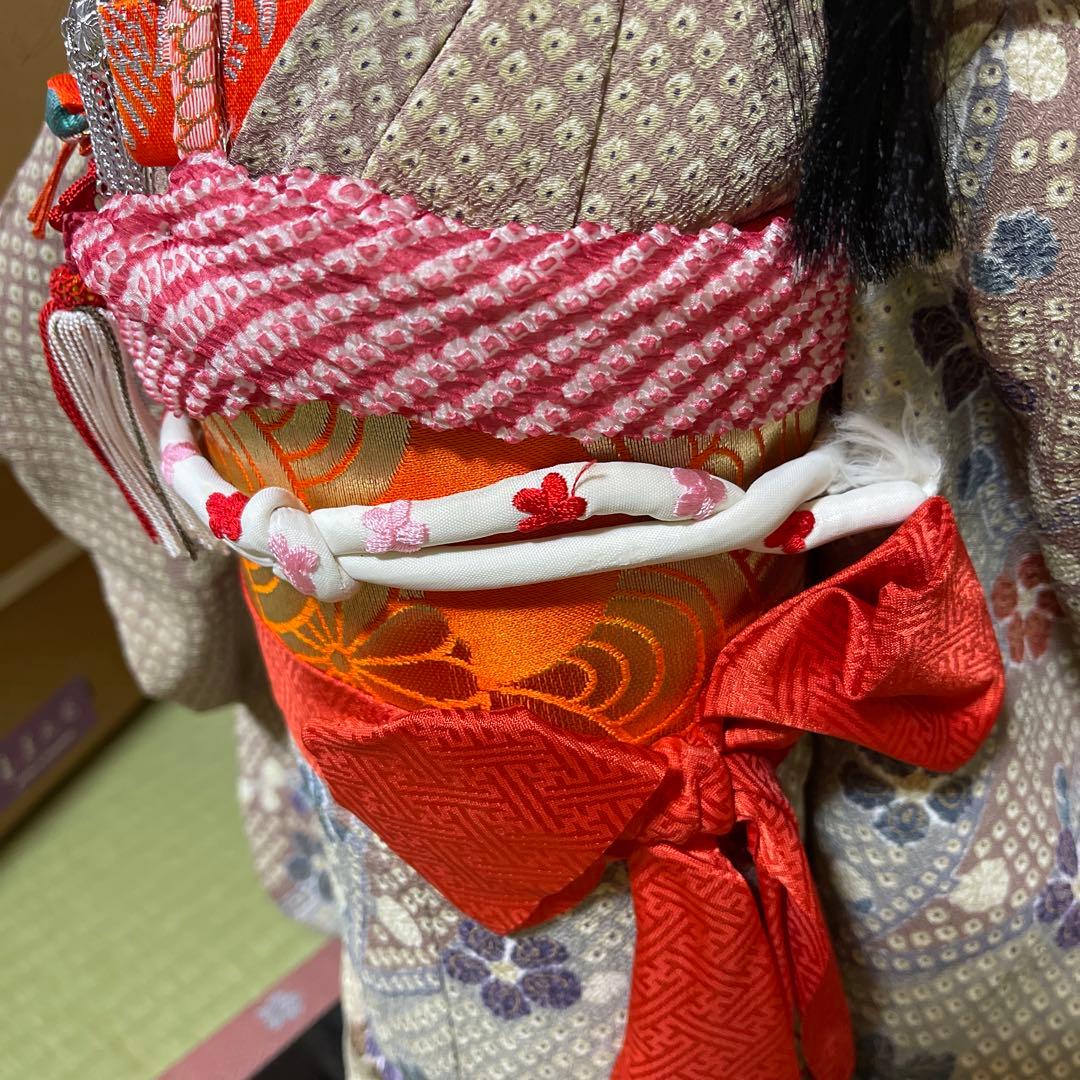 ほぼ新品⭐︎未使用　市松人形 女の子　お雛様　節句　多色花柄着物 日本伝統工芸品