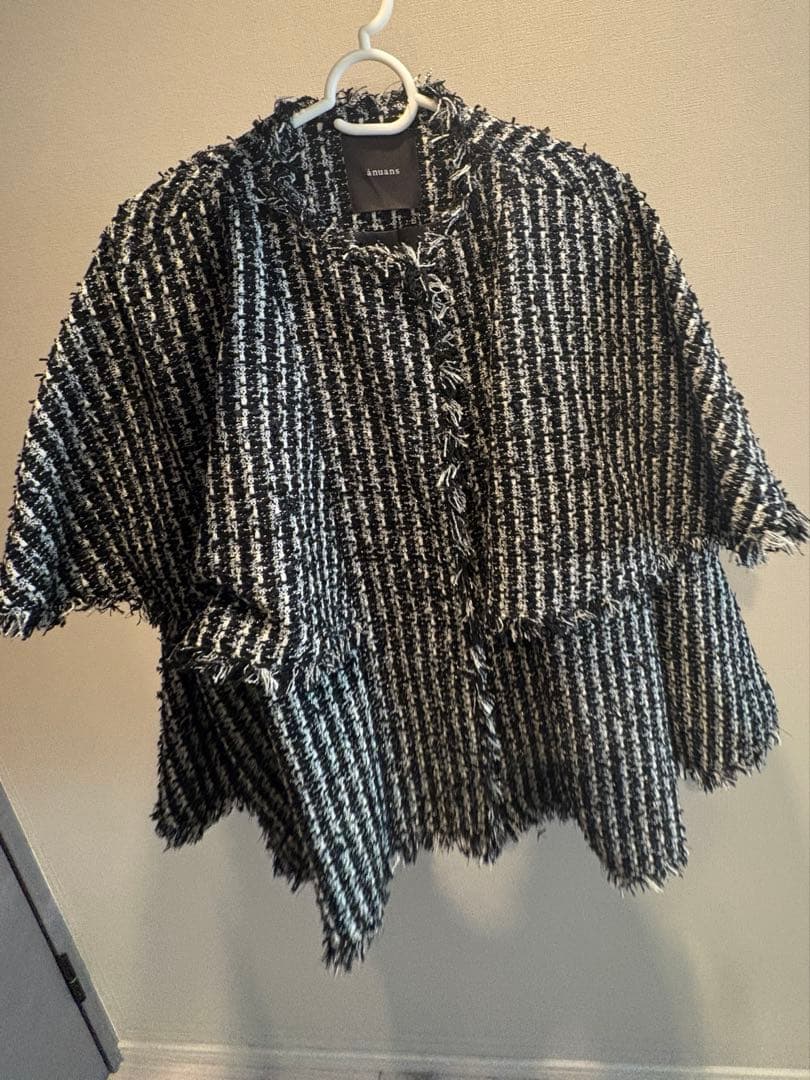 【美品】anuansツイードケープコート