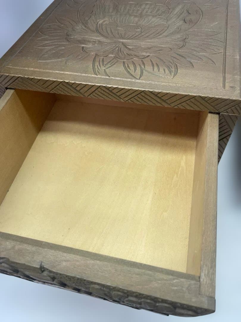 日光彫　スツール　サイドテーブル　花台　小物入れ　ミニテーブルセット