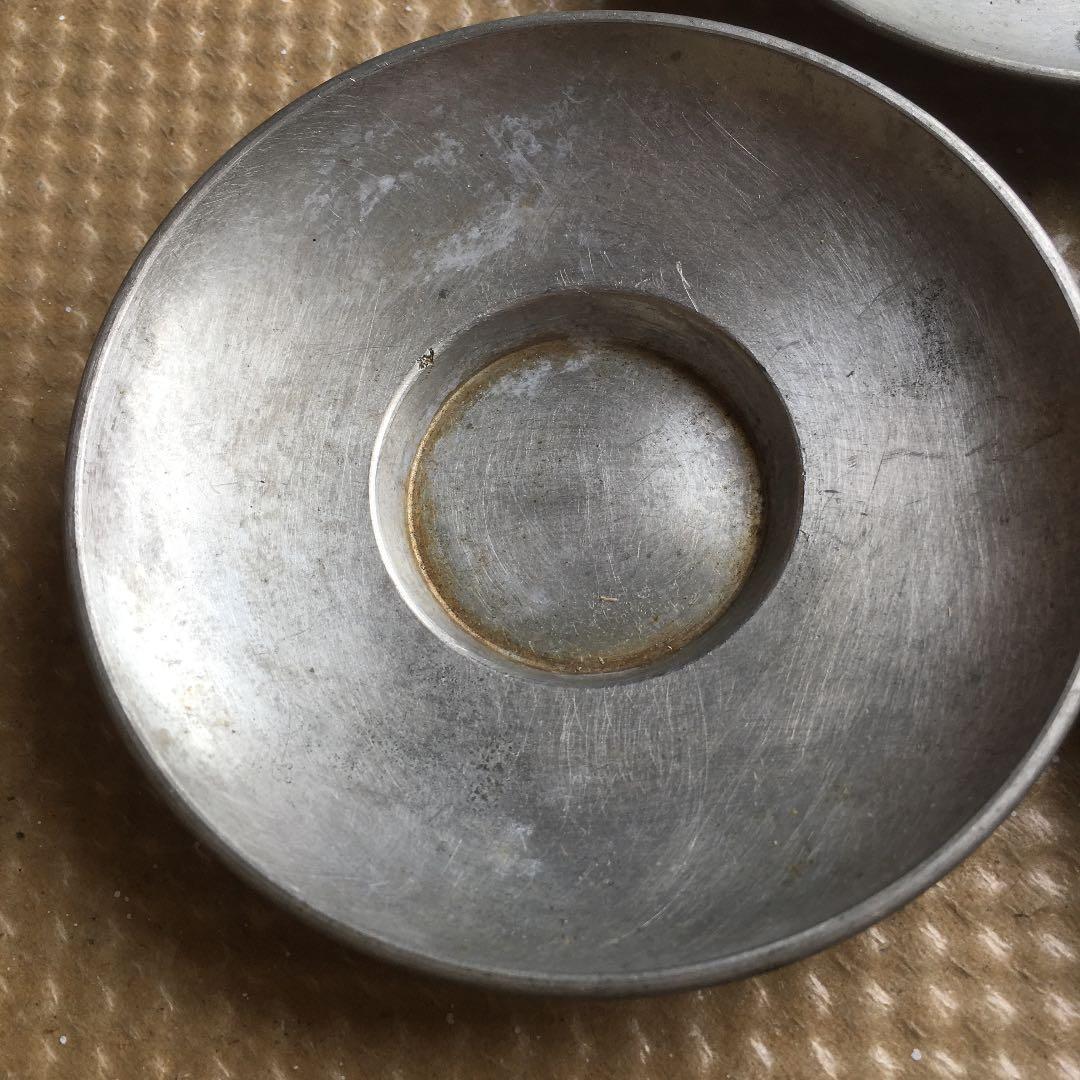 1040 超暉 錫製 柄なし丸形茶托 五客 茶器　茶道具　煎茶道具
