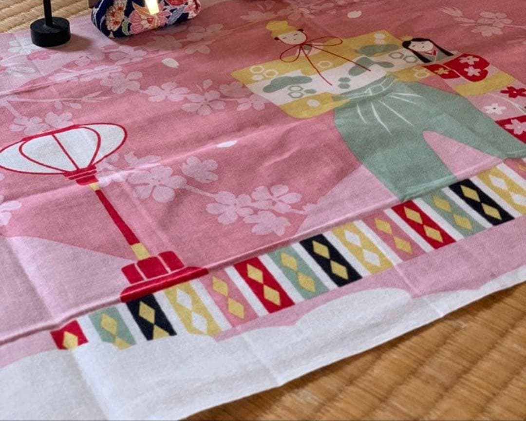 cinna……•*¨*•.¸手ぬぐい ひな祭り トート 黒 まとめ割り