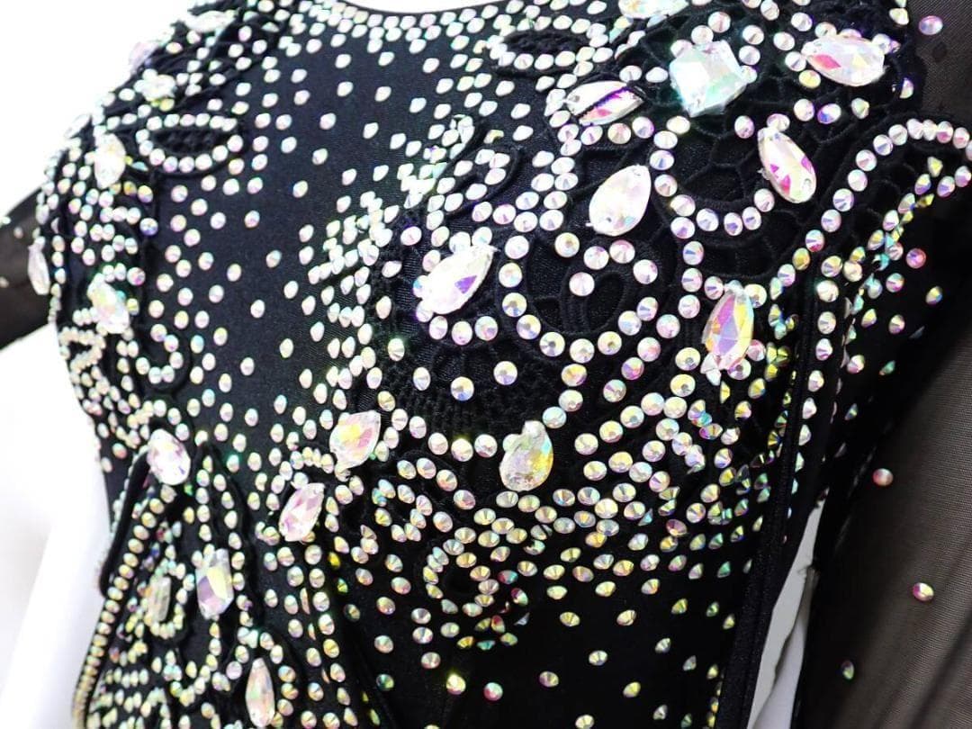 6362★美品★L★黒/グレー/グラデーション/スタンダードドレス☆社交ダンス