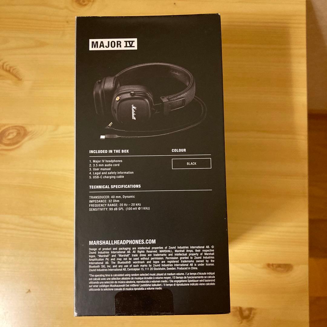 Marshall Major IV ブラック ワイヤレスヘッドフォン