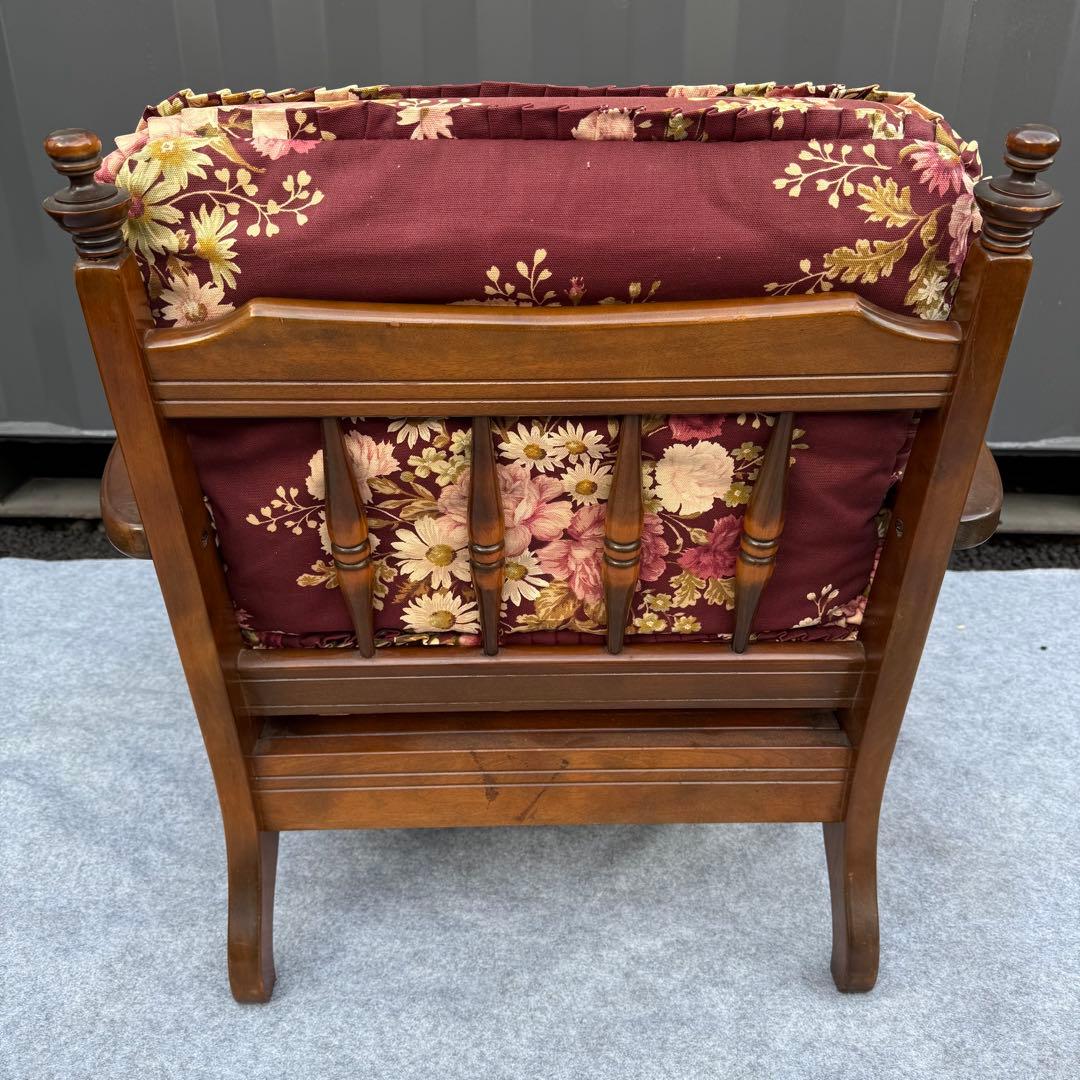 花柄 クッション 木製 アンティーク調 一人掛けチェア カリモク風