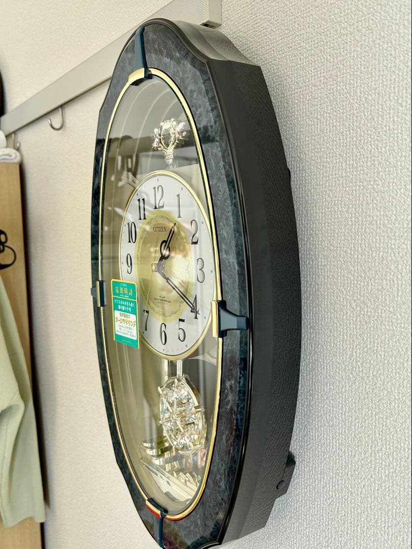 CITIZEN メロディ電波時計 飾り振り子　4MN413 青木目光沢仕上