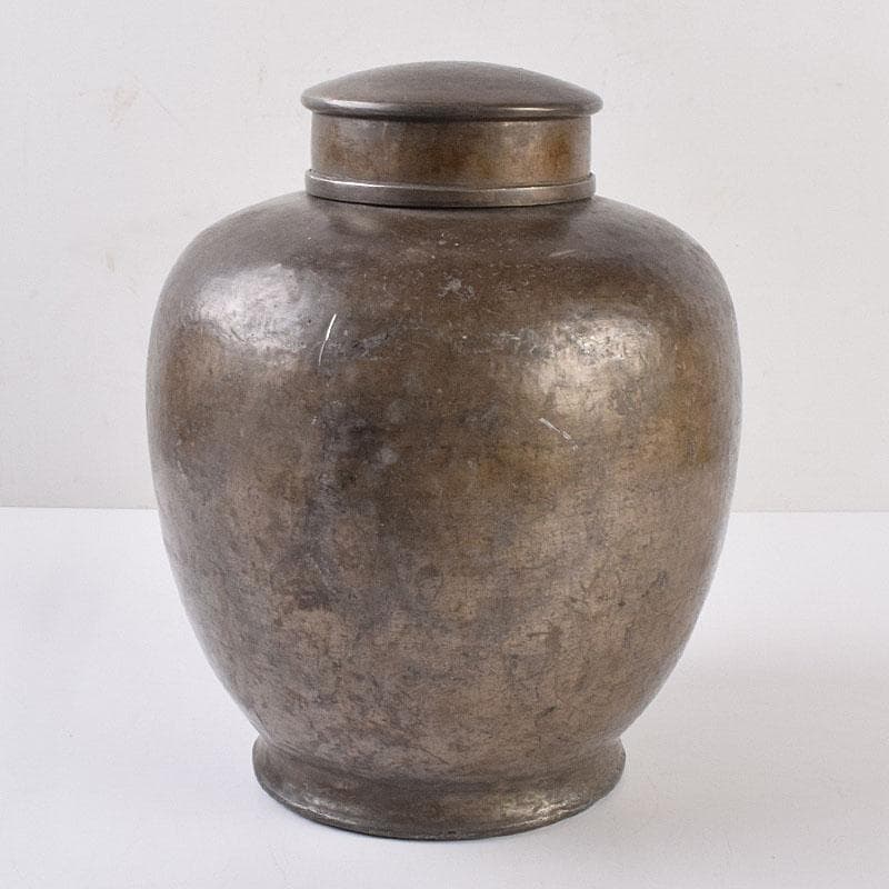 くろむ　古錫　鮎銅銘　大茶壷　茶心壷　重さ約1711ｇ　M　R8997H