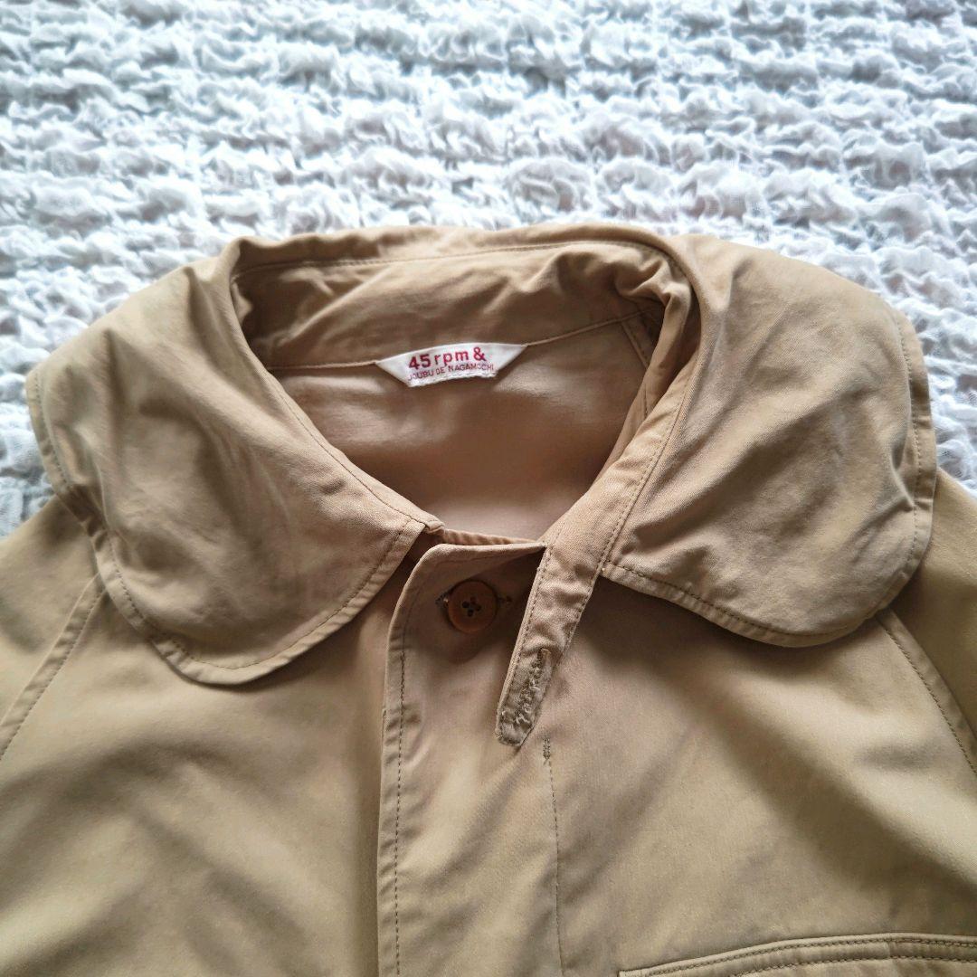 45rpm　コットン　丸襟　モッズコート　比翼　フード付き　ベージュ　2