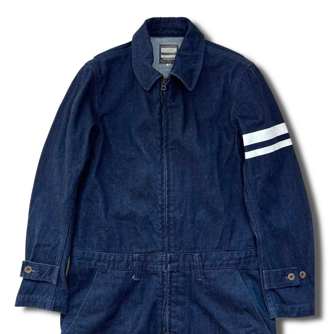 極美品 濃紺 桃太郎ジーンズ デニム ジャンプスーツ つなぎ 出陣 36