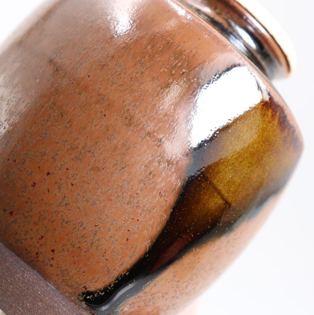 笹田仁史作 肩衝茶入 仕覆付 茶道具 共箱　V841