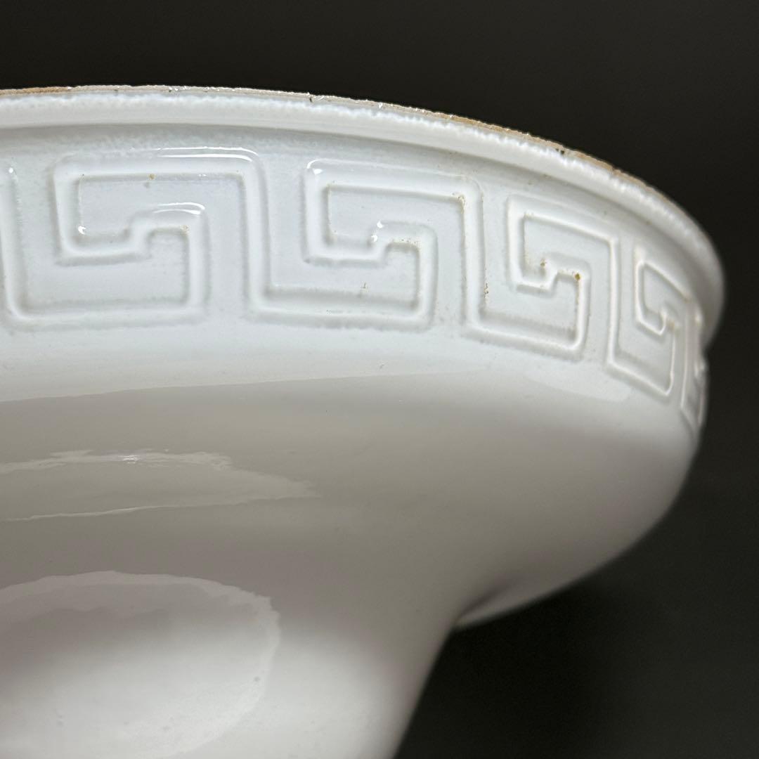 ◆希少 富士マーク入り乳白色電笠 雷文 大正〜昭和時代 戦前 和硝子◆