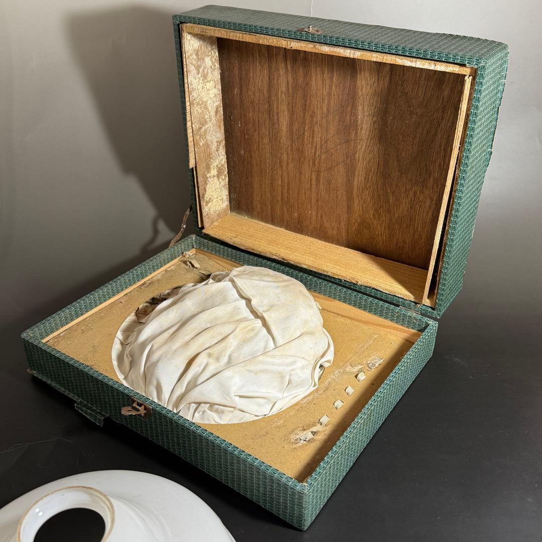 ◆希少 富士マーク入り乳白色電笠 雷文 大正〜昭和時代 戦前 和硝子◆