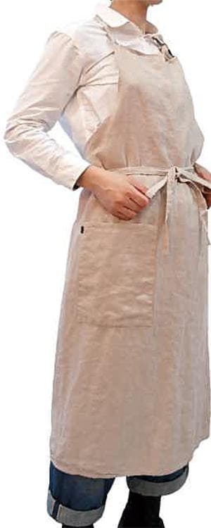 リトアニア製　Linne　リネン/麻　キッチンエプロン BE