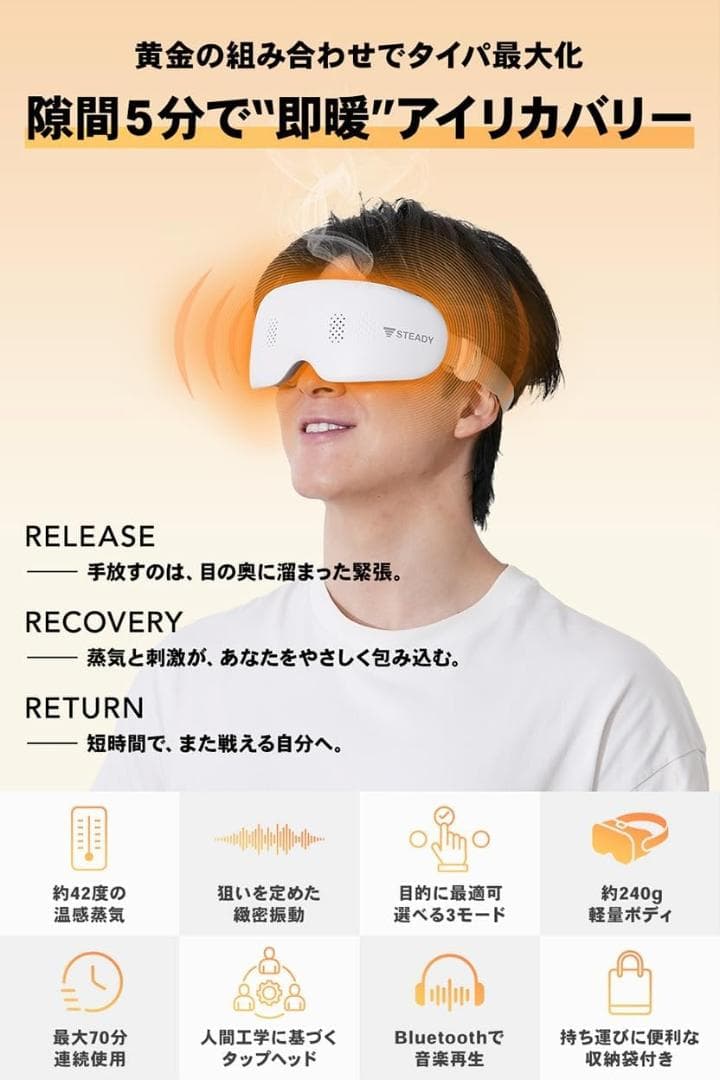 ●　蒸気アイウォーマー 【42°Cの蒸気×タッピング刺激】