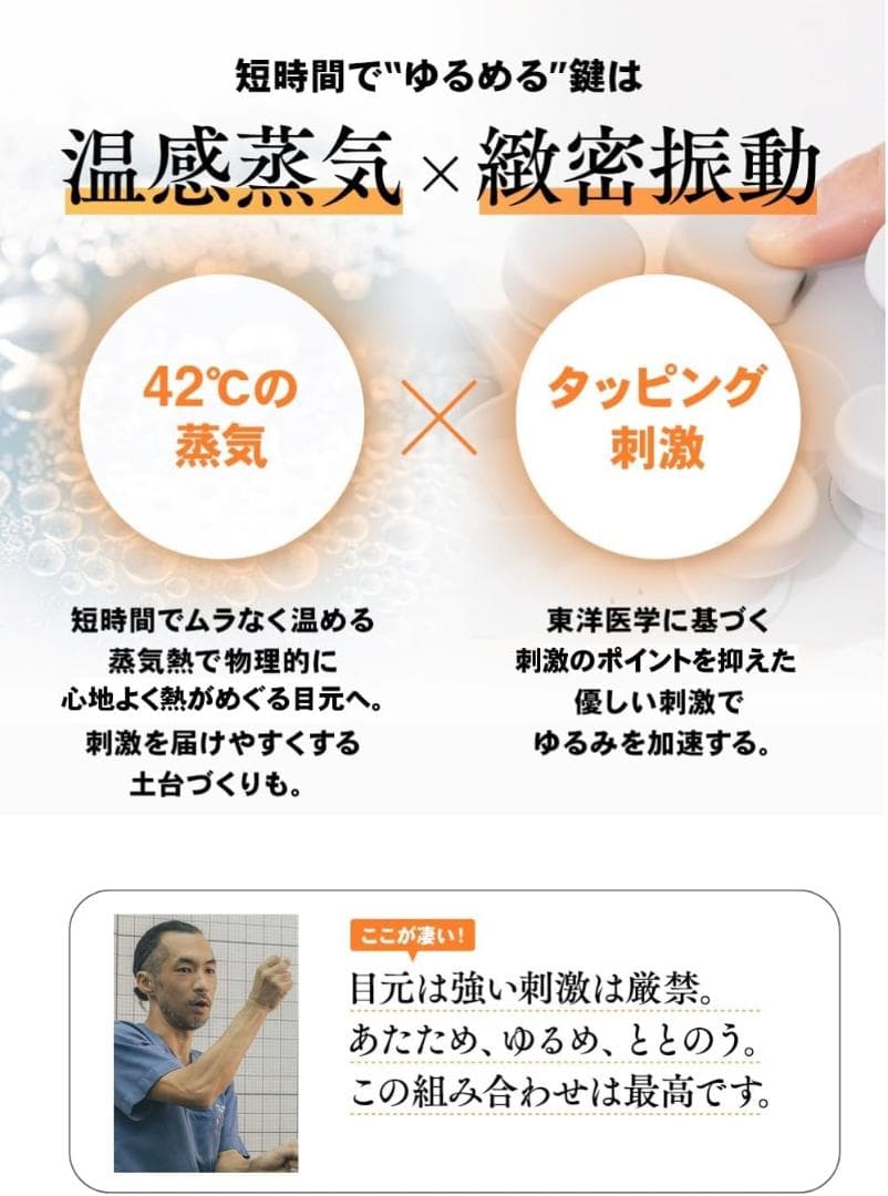 ●　蒸気アイウォーマー 【42°Cの蒸気×タッピング刺激】