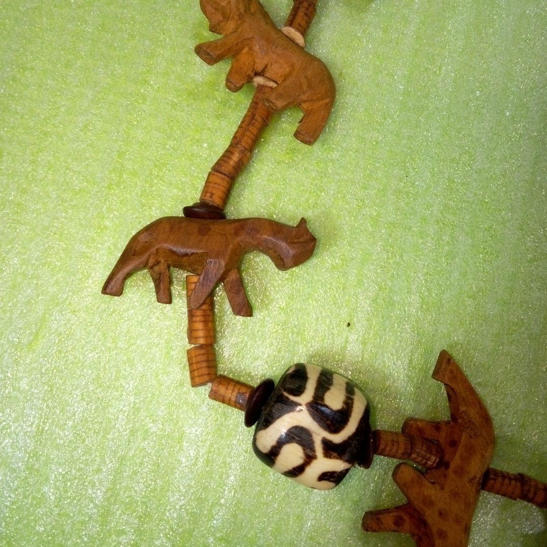 アフリカ　タンザニア　アンティークネックレス③　動物　レトロ　アクセサリー