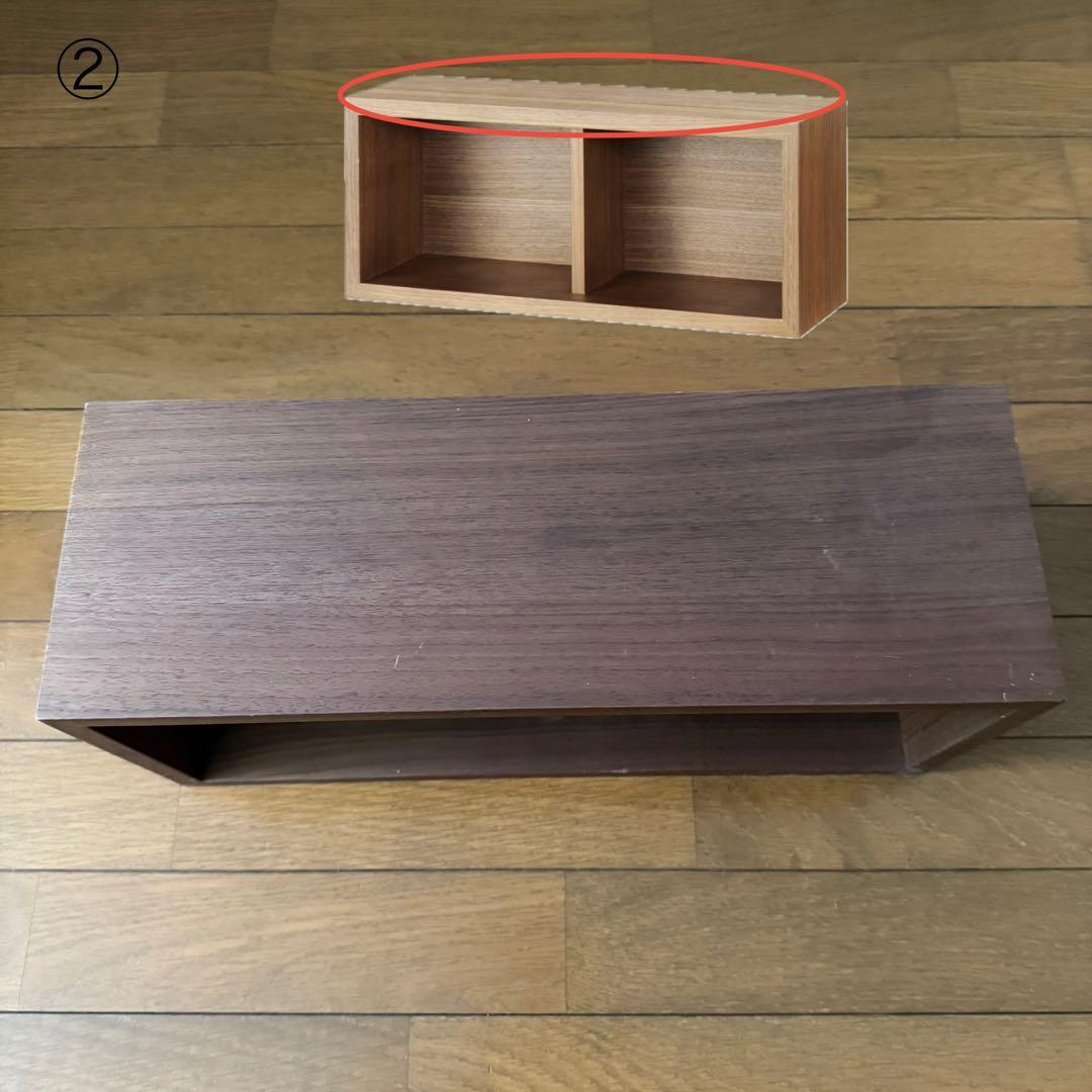 無印良品 壁につけられる家具 箱 ウォールナット 3マス 2マス×2