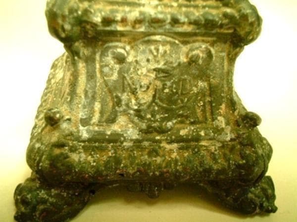 フランス アンティーク ルルドの聖母像 台座教会彫刻 18cm 19世紀頃