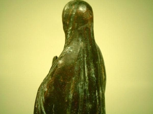 フランス アンティーク ルルドの聖母像 台座教会彫刻 18cm 19世紀頃