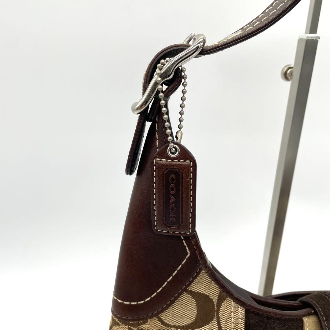 【極美品】コーチ　ワンショルダーバッグ　ジャッキー　ヘリテージ　シグネチャー　茶