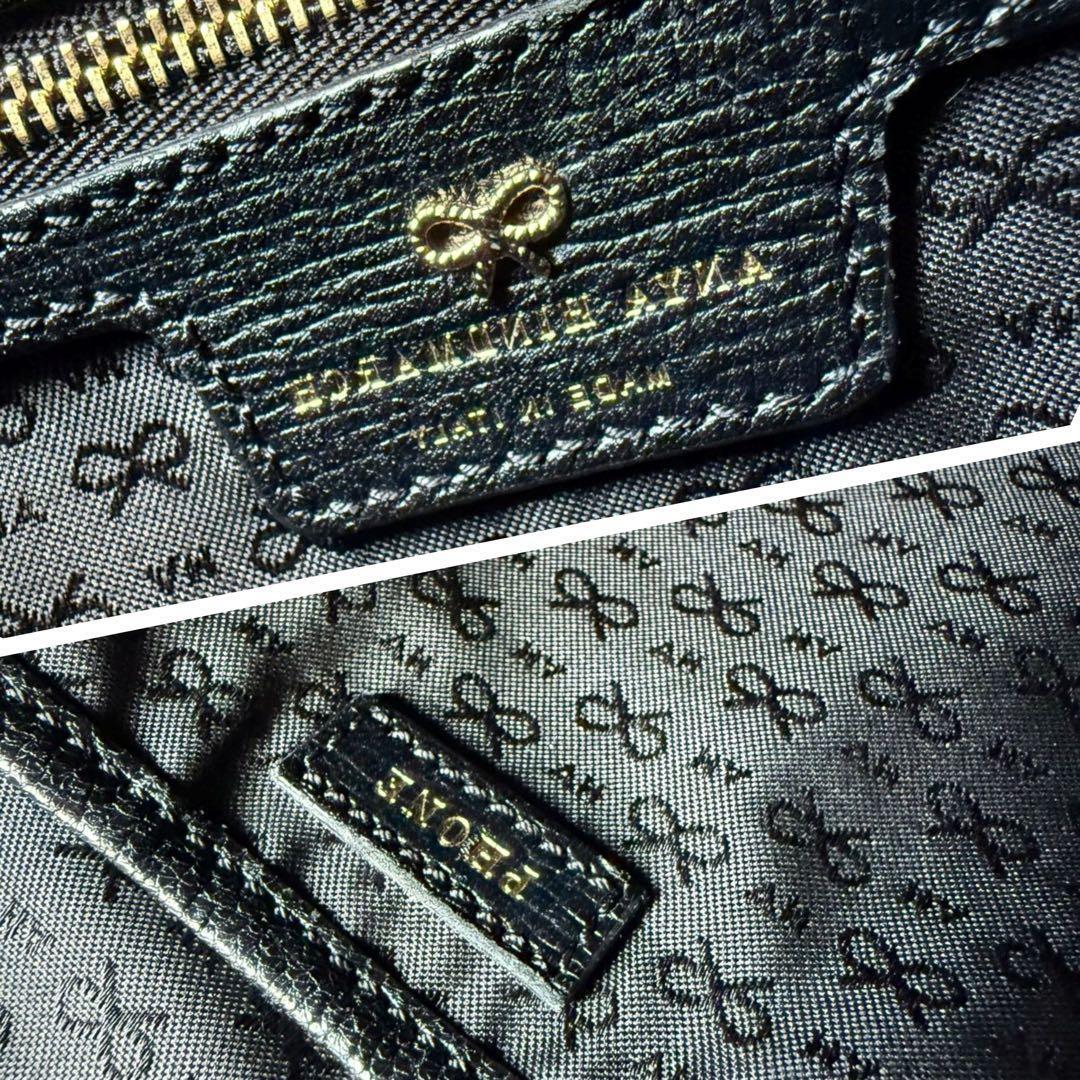 ANYA アニヤ 2way スマイリー パンチング ショルダー ハンドバッグ 黒