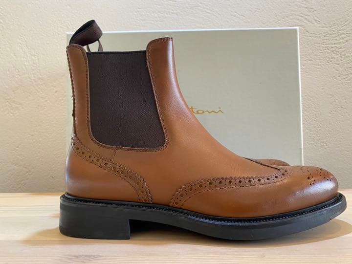 新品 SANTONI サントーニ サイドゴアブーツ フルブローグ ウィングチップ