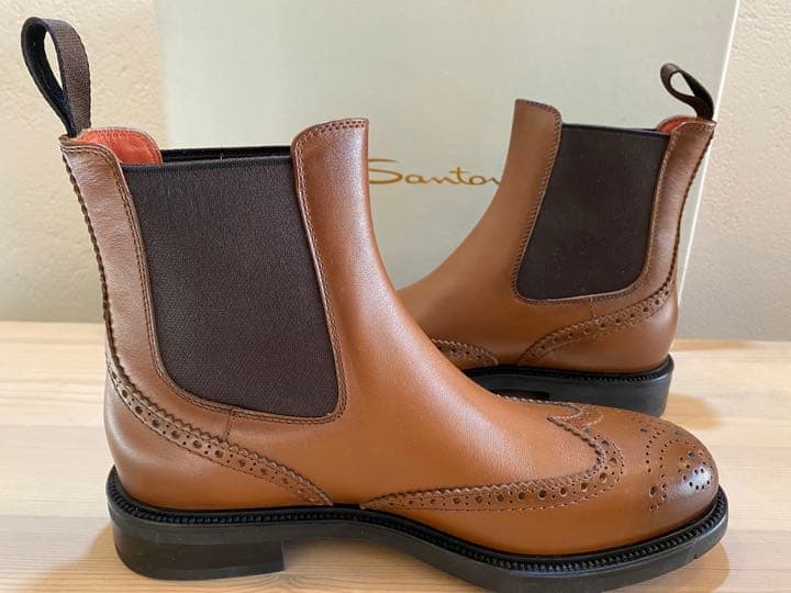 新品 SANTONI サントーニ サイドゴアブーツ フルブローグ ウィングチップ