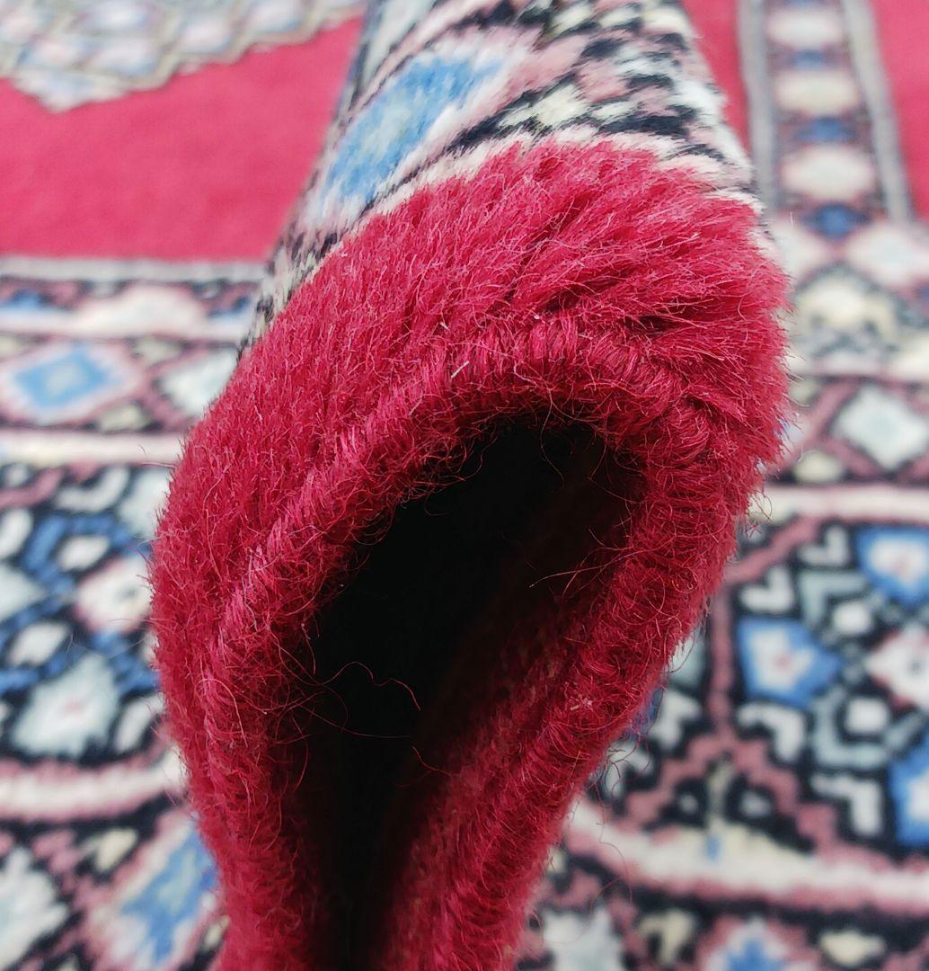 Y2270-2 パキスタン産 ウール 手織り 絨毯 120×77㎝