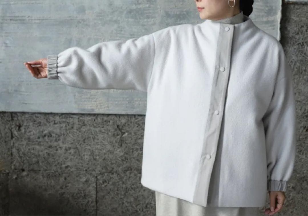 evam eva ウールパディングショートコート 1 ホワイト系 ジャケット