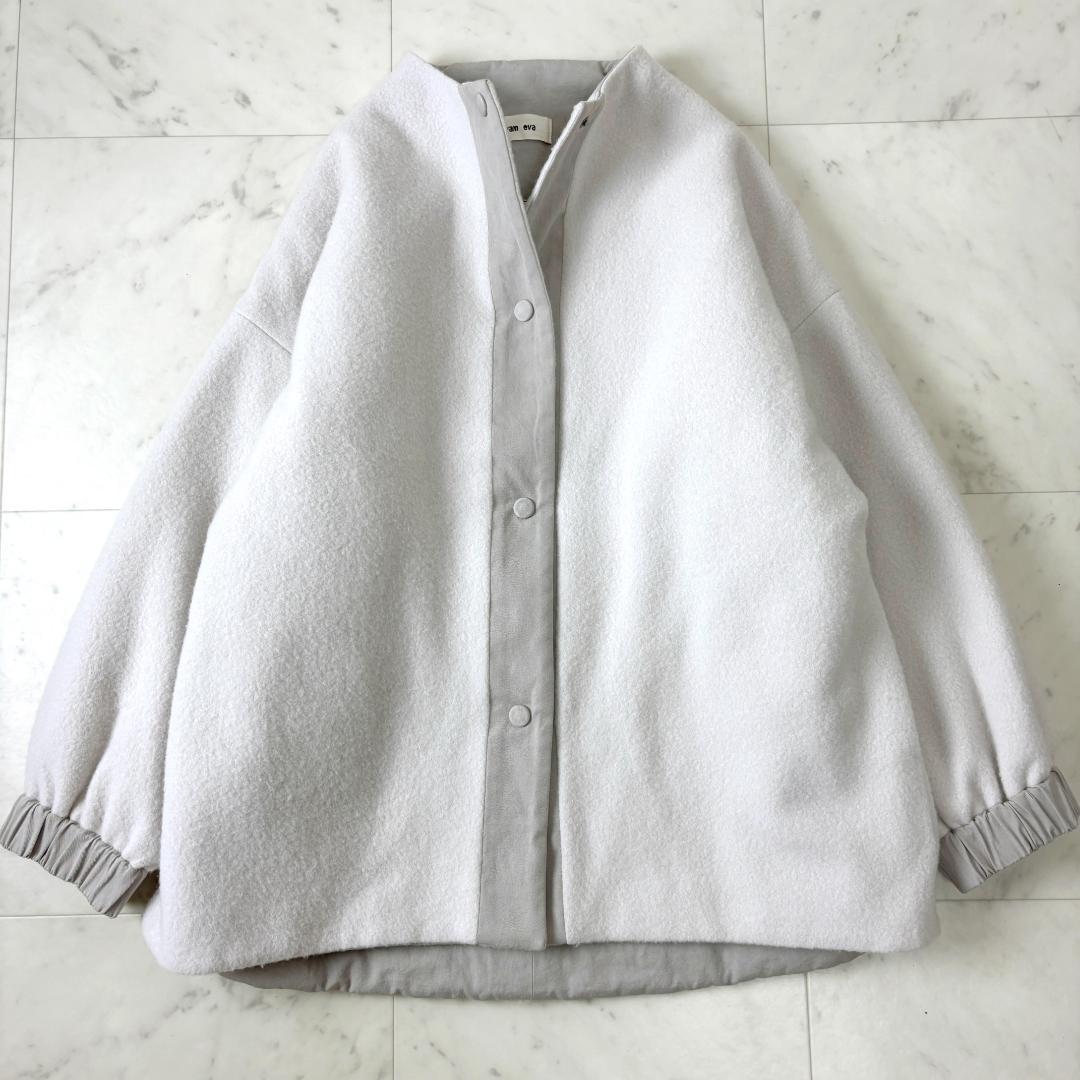 evam eva ウールパディングショートコート 1 ホワイト系 ジャケット