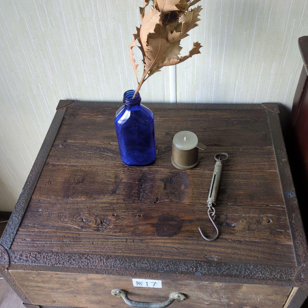 インダストリアル古材木製アイアン3段引き出しチェスト