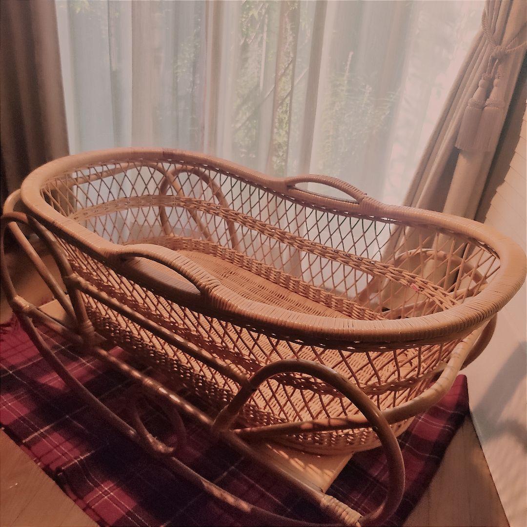 揺りかご　揺り籠　ラタン　籐　レトロ　クーハン　クーファン　バスケット　籠