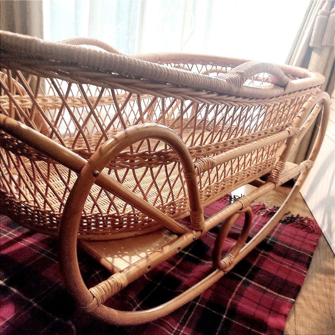 揺りかご　揺り籠　ラタン　籐　レトロ　クーハン　クーファン　バスケット　籠