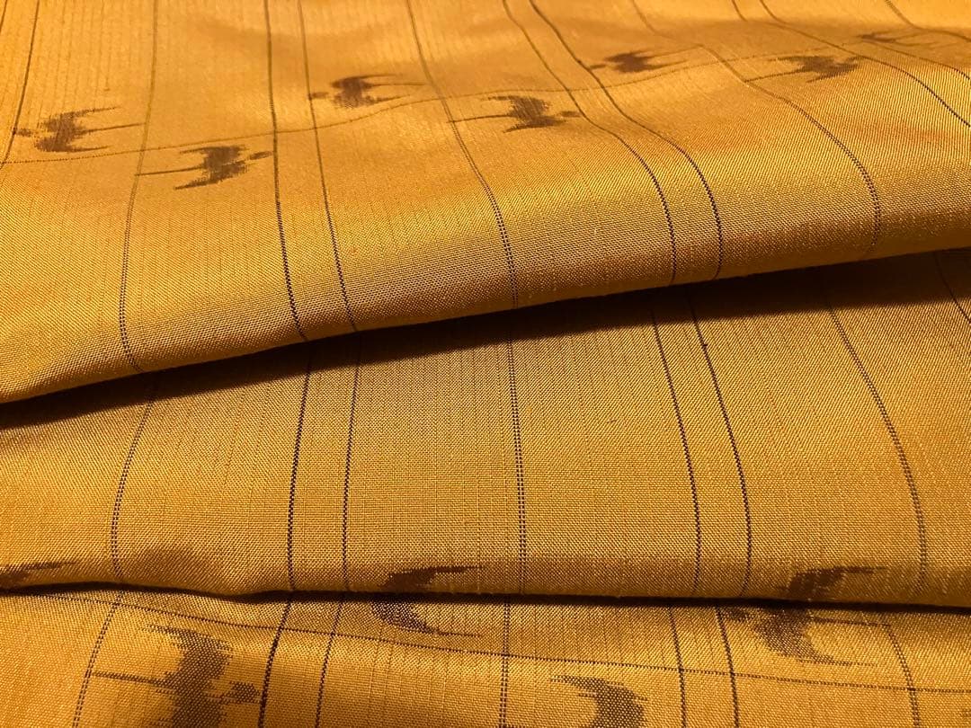 琉球絣　琉球柄　越布琉　芥子色　証紙付　紬　袷　未使用