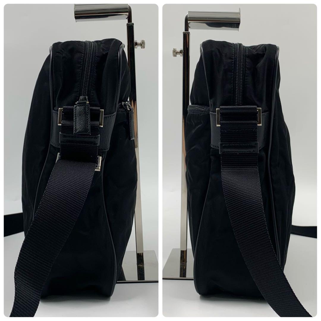 【✨美品✨】プラダ ショルダーバッグ 三角ロゴ ナイロン レザー ブラック