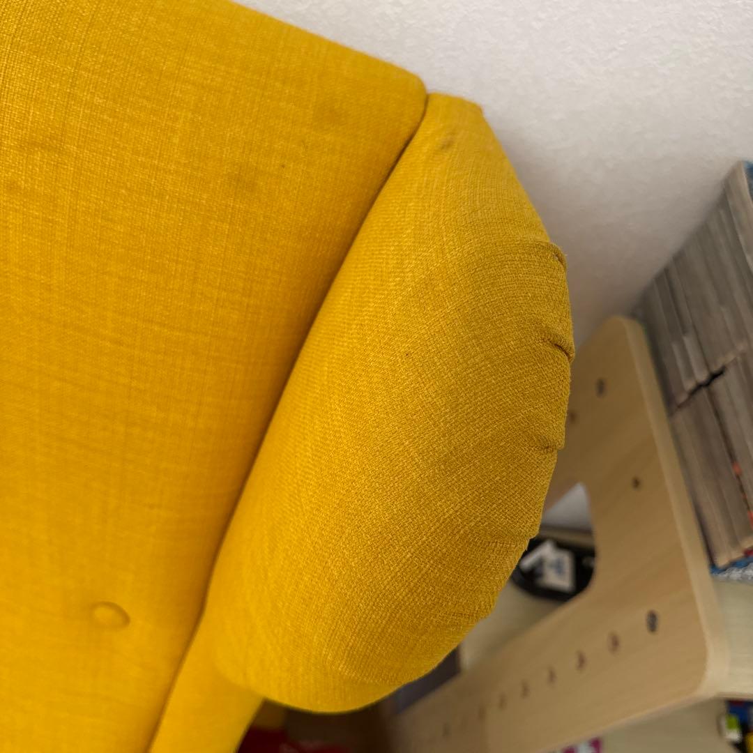 IKEA イエロー ハイバック 1人掛けソファ オットマン付き10/8まで限定