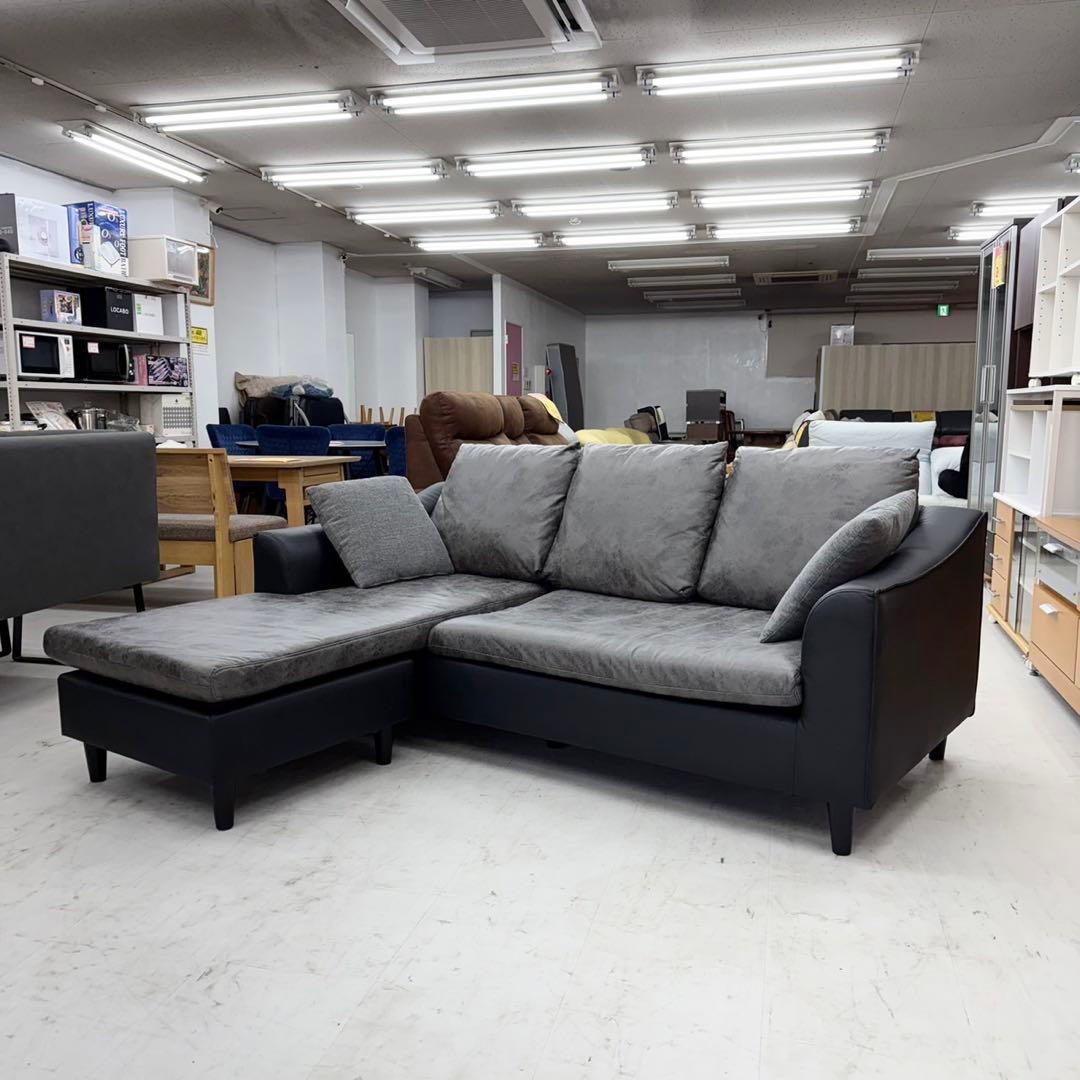 サカイ工芸 186cm幅3人掛けカウチソファ 左右入れ替可能 レザーファブリック