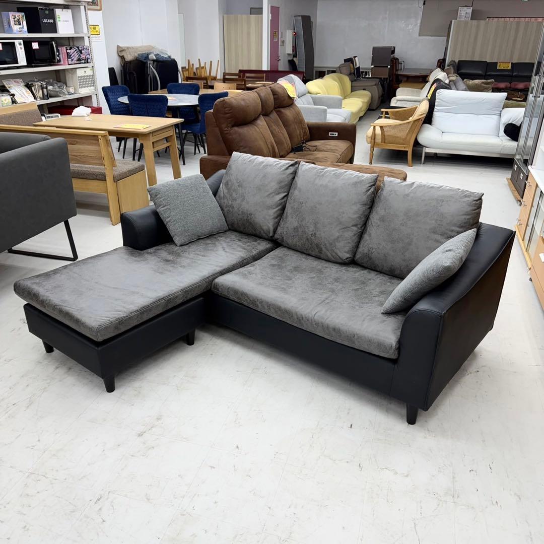 サカイ工芸 186cm幅3人掛けカウチソファ 左右入れ替可能 レザーファブリック