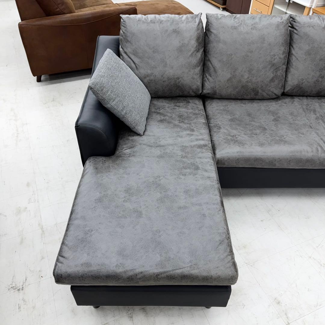 サカイ工芸 186cm幅3人掛けカウチソファ 左右入れ替可能 レザーファブリック