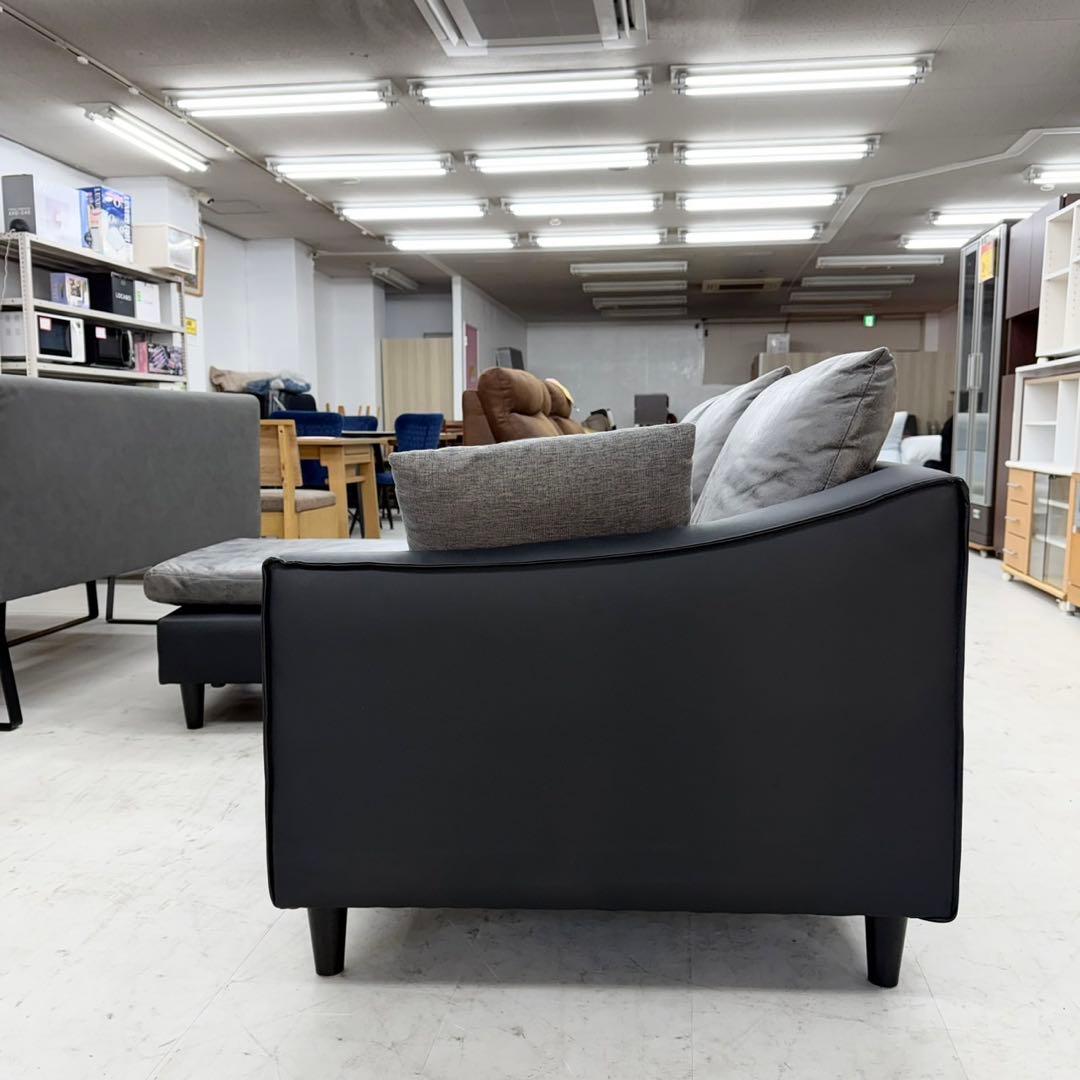 サカイ工芸 186cm幅3人掛けカウチソファ 左右入れ替可能 レザーファブリック